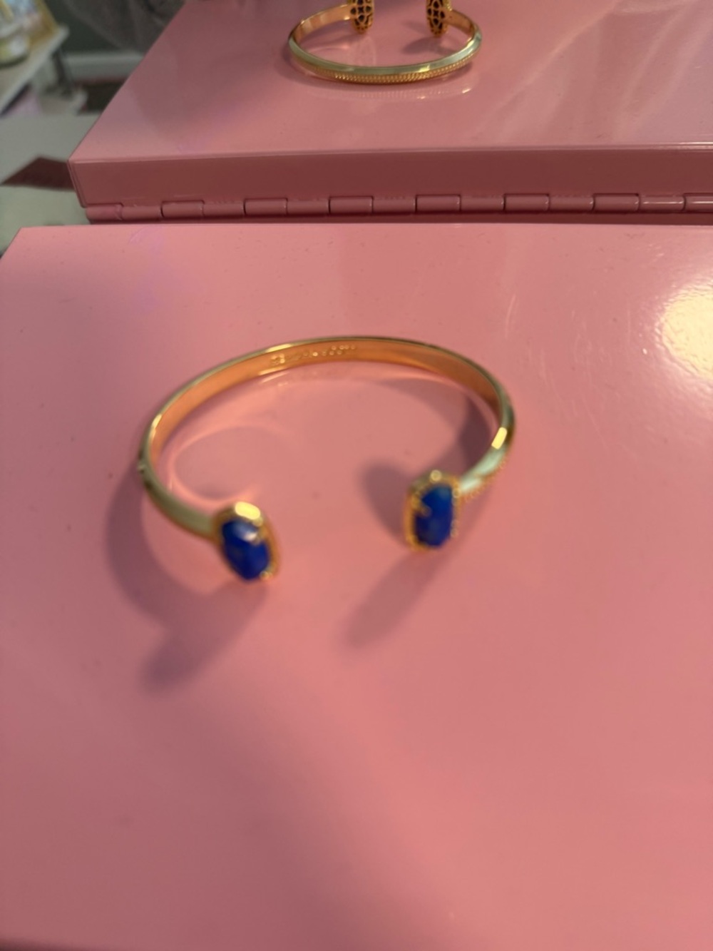 Kendra Scott Gold Open Cuff with Lapis Blue Stones